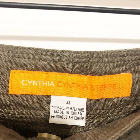 CYNTHIA Cynthia Steffe 100% linen brown cropped pants 4 - Picture 4 of 10